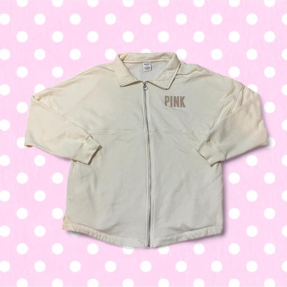 PINK Victorias Secret oversized white / cream zip up size M